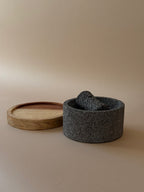 Mini Roka – Small Round Molcajete with Parota Base