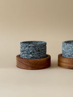 Micro Roka Wave – Tiny Round Molcajete with Parota Base
