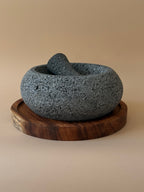 Torus Molcajete – Mexican Volcanic Stone & Parota Wood