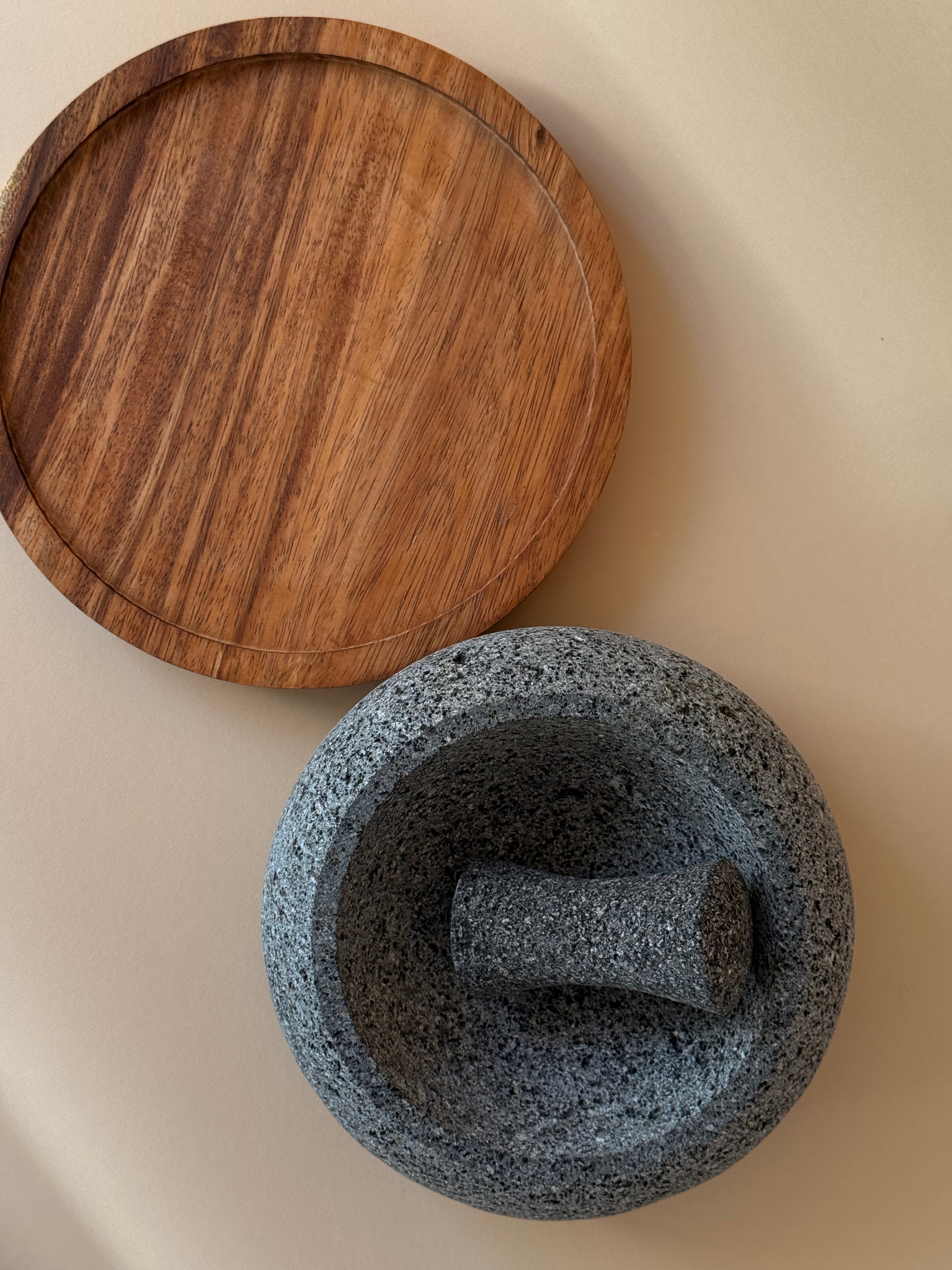 Torus Molcajete – Mexican Volcanic Stone & Parota Wood