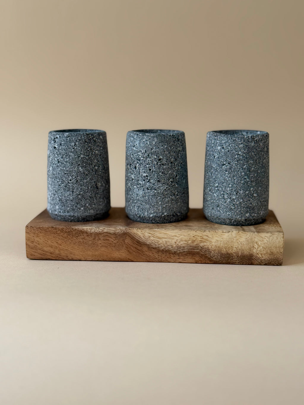 Agavero – Set of 3 Tequileros with Pine Base