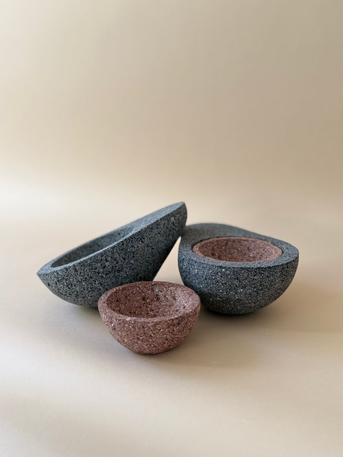 Avocado-Shaped Volcanic Stone Molcajete - Half