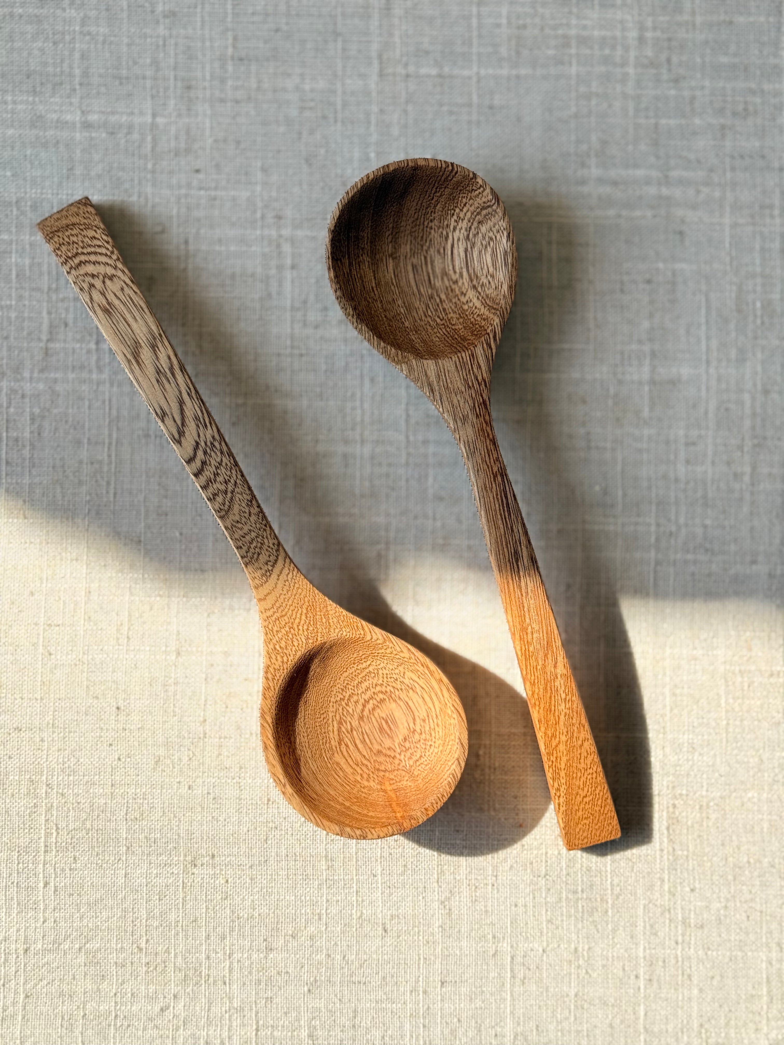 Hand-Carved Serving Spoons - Set of 2