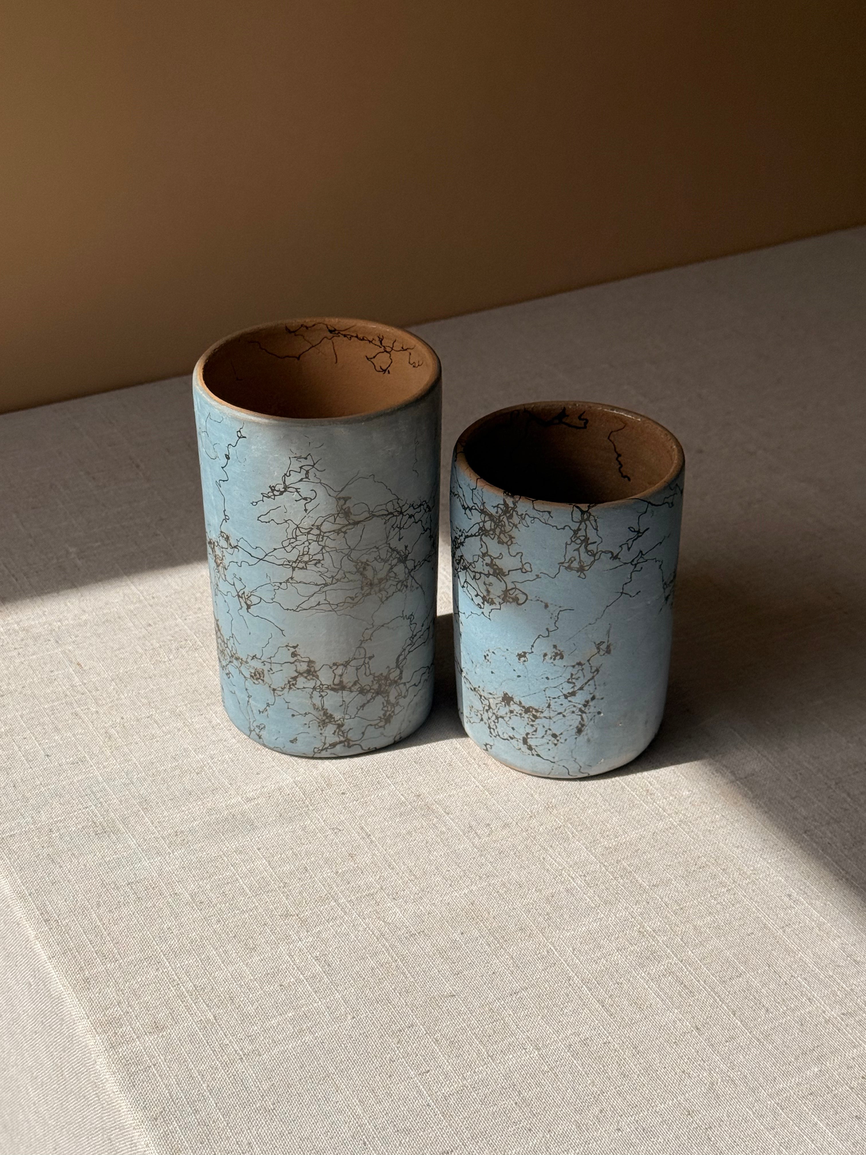 Binni Zaa Indigo Collection | Atzompa Smoke-Etched Tumblers