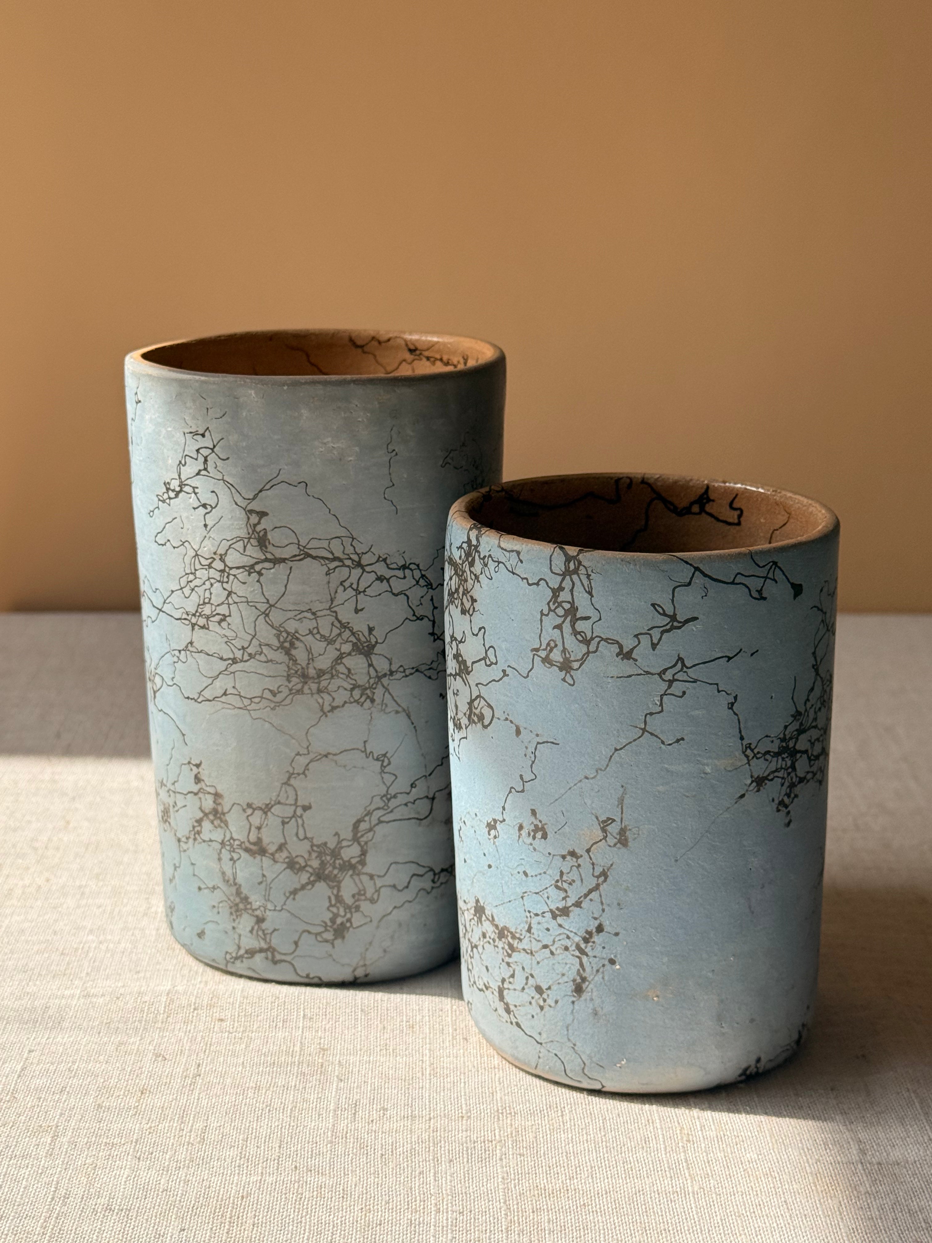 Binni Zaa Indigo Collection | Atzompa Smoke-Etched Tumblers