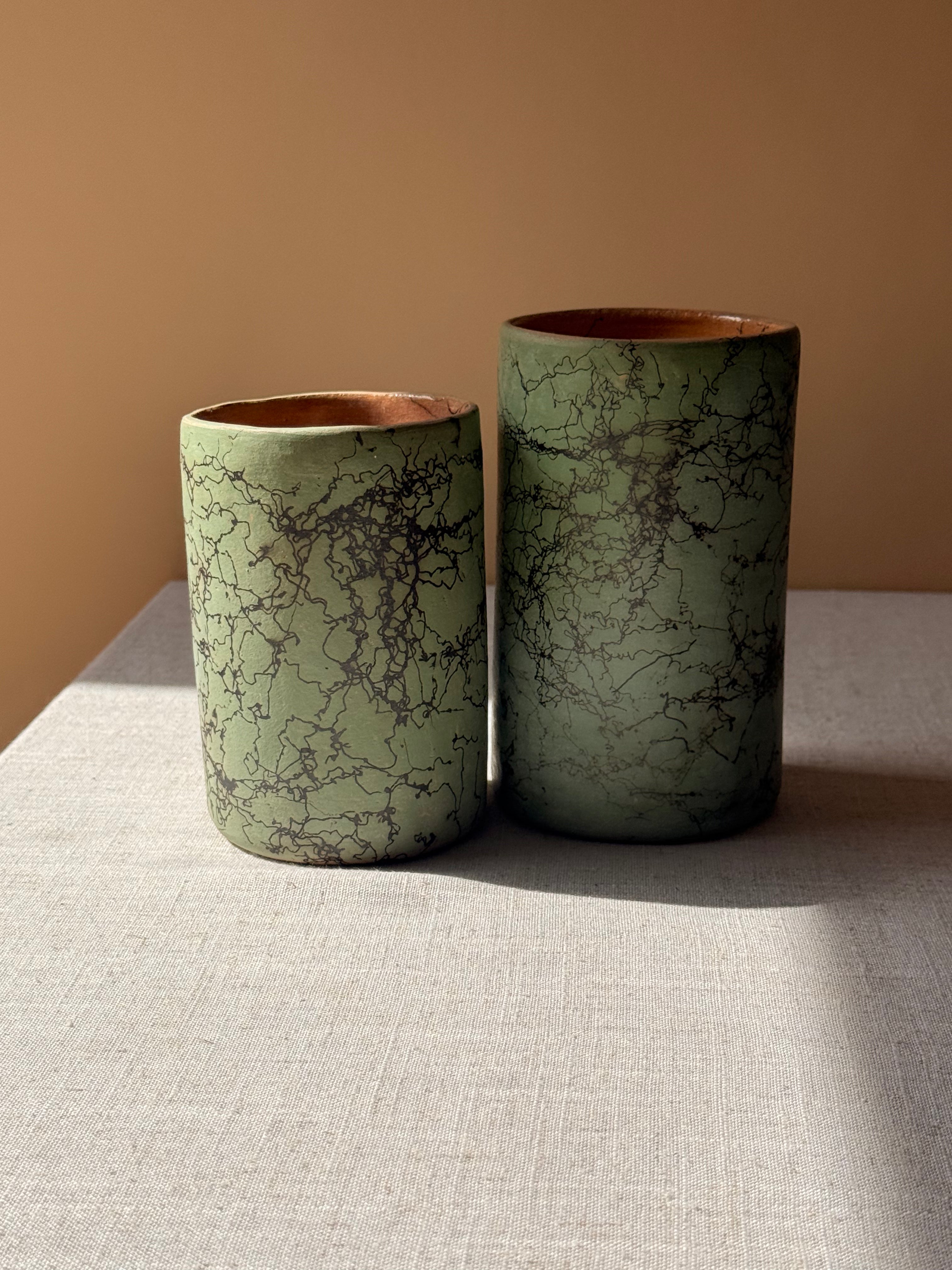 Binni Zaa Green Collection | Atzompa Smoke-Etched Tumblers