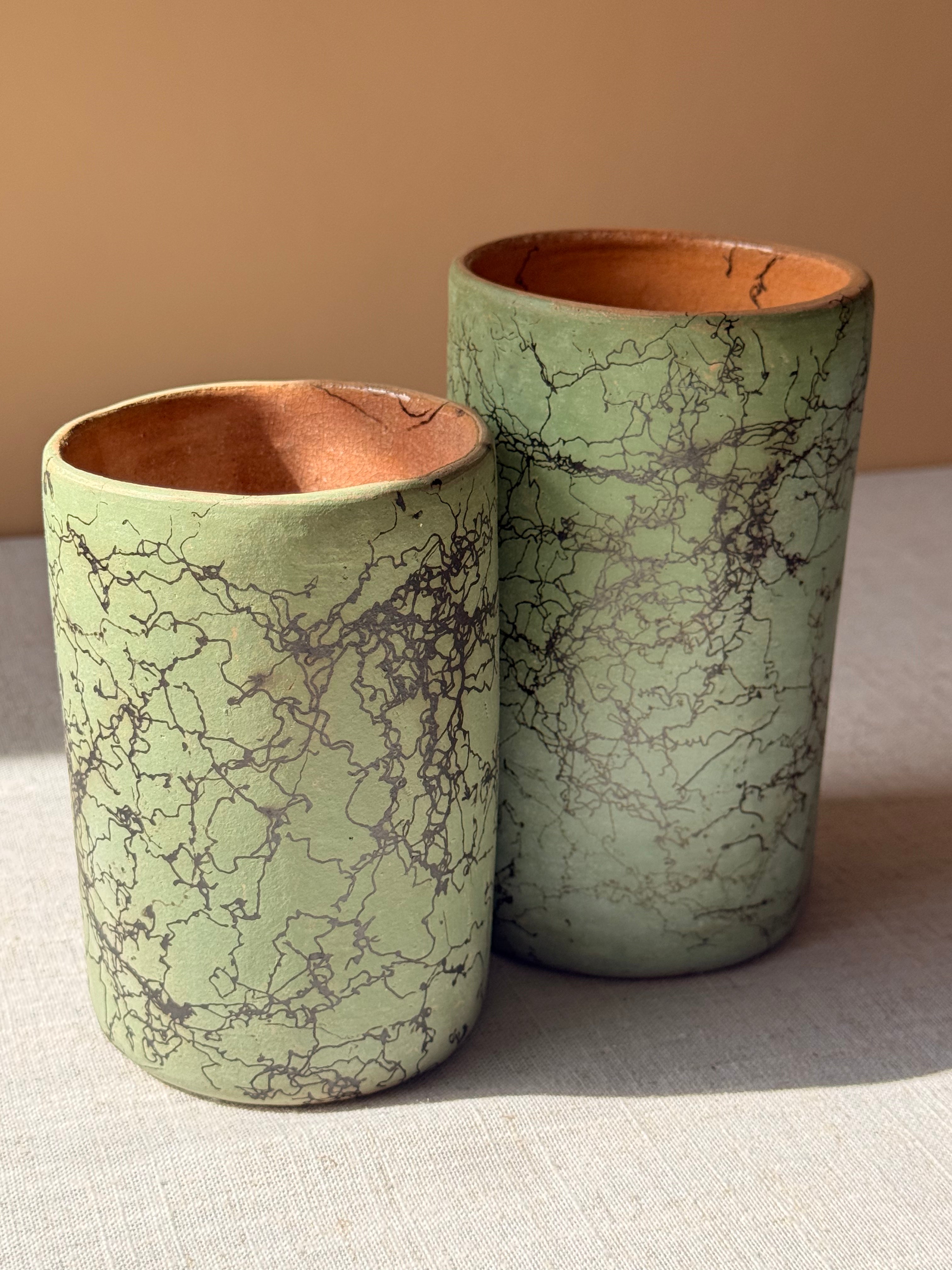 Binni Zaa Green Collection | Atzompa Smoke-Etched Tumblers